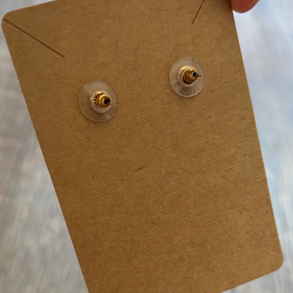 Handmade Polymer Clay Pink Marble Arch Drop Earrings with Gold Accents - Picture 4 of 5